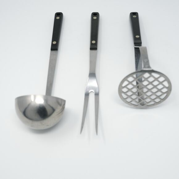 Vintage Flint Arrow Stainless Vanadium USA Utensil Set Serving Fork Ladle Masher - Picture 2 of 10